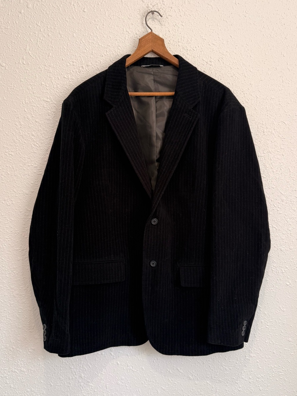 GAP black velvet pin stripe blazer cocktail jacket vintage men’s XL